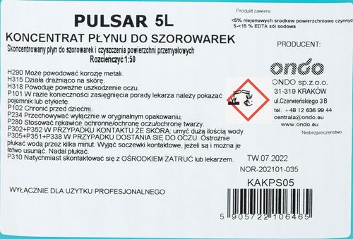 PŁYN DO SZOROWARKI KONCENTRAT DO PODŁÓG PULSAR WYDAJNY UNIWERSALNY 5L na Arena.pl