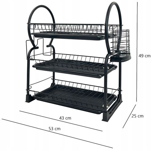 SUSZARKA DO NACZYŃ Z OCIEKACZEM NA TALERZE KUBKI SZTUĆCE 3 POZIOMOWA DUŻA na Arena.pl