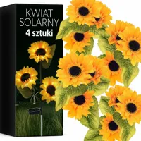 4x OGRODOWA ZEWNĘTRZNA LAMPA LAMPKA SOLARNA LED wbijana kwiat SŁONECZNIKI
