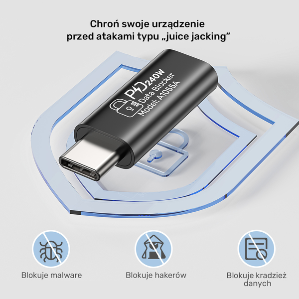 Unitek Adapter blokujący dane USB-C zdjęcie 5