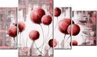 135CM 80 OBRAZ 4 ELEM ABSTRAKCYJNE DMUCHAWCE CZERWIENI ŚCIENNY