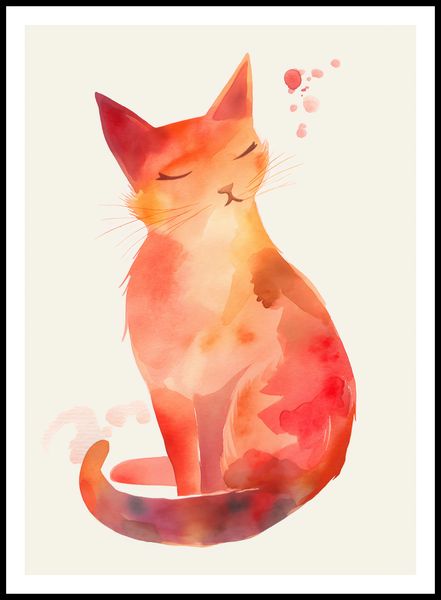 Plakat 64x90cm Akwarelowy Kot zdjęcie 3