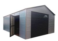 Garaż Blaszany 5x6 Brama uchylna - srebrny + antracyt Dwuspadowy GB175