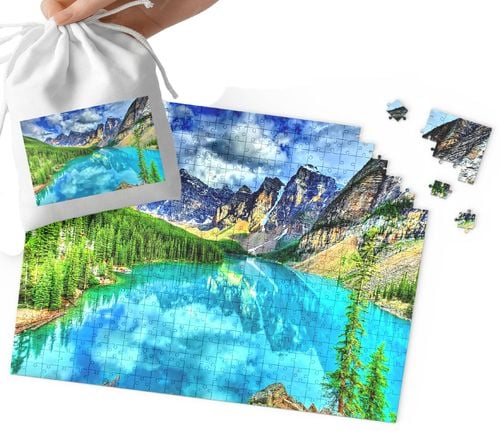 PUZZLE - PIĘKNE WIDOKI GÓRY LASY WIELE WZORÓW 110EL + WORECZEK na Arena.pl