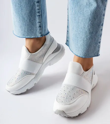 Białe sneakersy z cyrkoniami Algiso 36 na Arena.pl