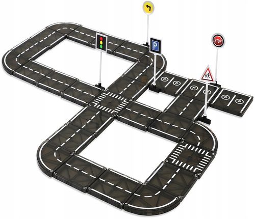 KLOCKI MAGNETYCZNE TOR SAMOCHODOWY DROGA ZE ZNAKAMI 50 ELEMENTÓW PLAYMAGS na Arena.pl