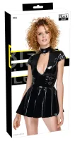 black level vinyl dress ring l - czarna sukienka z połyskiem i ringiem