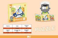 ZABAWNE PUZZLE POJAZDY W ZESTAWIE Z KSIĄŻECZKĄ