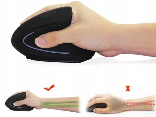 MYSZ BEZPRZEWODOWA PIONOWA WERTYKALNA ERGONOMICZNA MYSZKA 2.4GHZ USB na Arena.pl