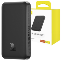 magnetyczny mini powerbank baseus 5000mah, usb-c 20w (czarny)