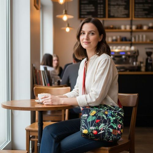 Torebka Na Ramię z Motywem Dzikich Kwiatów i Czerwoną Ekoskórą – Handmade na Arena.pl