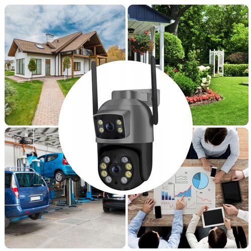 PODWÓJNA OBROTOWA KAMERA WIFI SMART ZEWNĘTRZNA 8MPX UHD DETEKCJA ALARM PUSH na Arena.pl