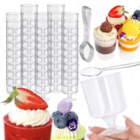 POJEMNIKI DO DESERÓW FINGER FOOD NA DESERKI 50 SZTUK 170ML + ŁYŻECZKI