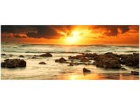 100X40CM WSCHÓD SŁOŃCA WZBURZONYM OCEANEM OBRAZ DREWNO