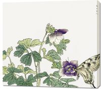 Obraz 100x90cm Motyl z Kwiatem Morimoto Toko Japoński Vintage do Salonu