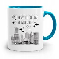 Kubek Błękitny Fotografa Najlepszy W Mieście Z Nadrukiem Ze Zdjęciem