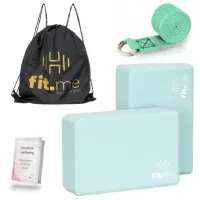 ZESTAW KOSTKI 2 SZT + PASEK DO JOGI WYTRZYMAŁY DO ĆWICZEŃ KOSTKA X2 FIT.ME