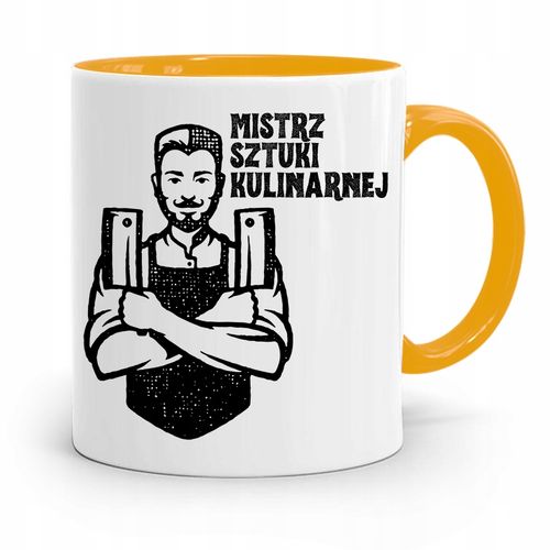 Kubek Żółty Dla Kucharza Mistrz Sztuki Kulinarnej Z Nadrukiem Ze Zdjęciem na Arena.pl