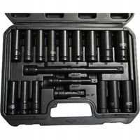 Zestaw nasadek udarowych 1/2” 10–24 mm Cr-Mo + przedłużki 18 el.