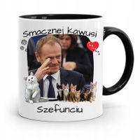 Kubek Czarny Donald Tusk Po Platforma Prezent Z Nadrukiem Ze Zdjęciem