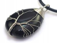 WISIOREK kamień OBSYDIAN CZARNY naszyjnik [W891]