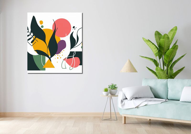 Obraz 90x100cm Kolorowa Abstrakcja Botaniczna zdjęcie 2