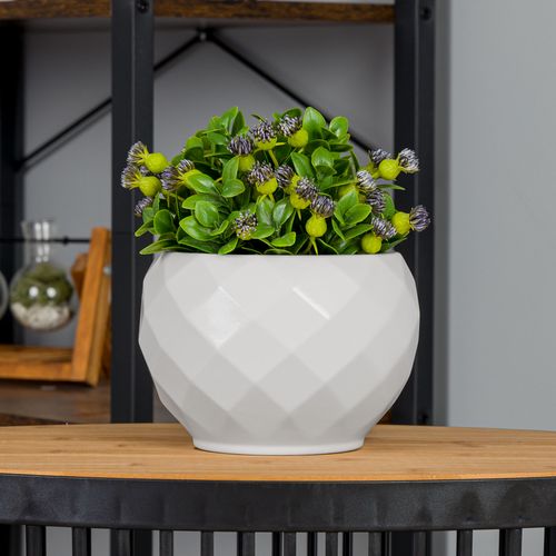 Doniczka osłonka ceramiczna kolor Biały 13,5 cm H12,5 cm połysk na Arena.pl