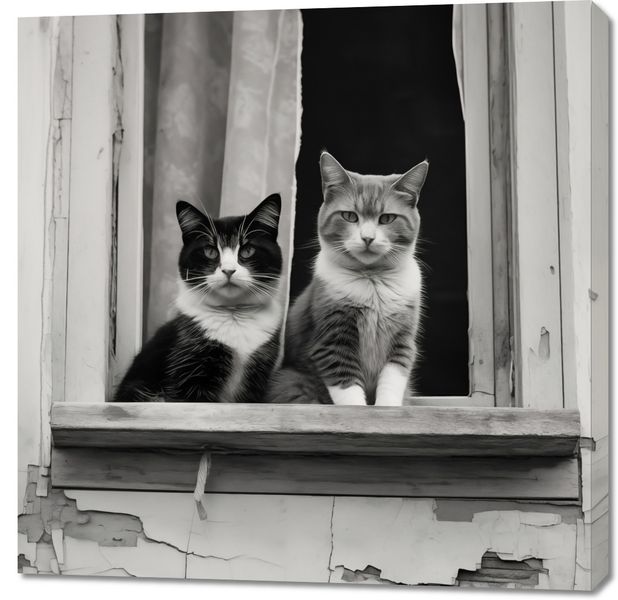 Obraz 90x90cm Para w Oknie zdjęcie 1