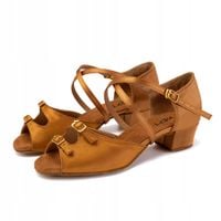 BUTY DO TAŃCA TANECZNE CIELISTE OPALONE KLAMRY 3cm