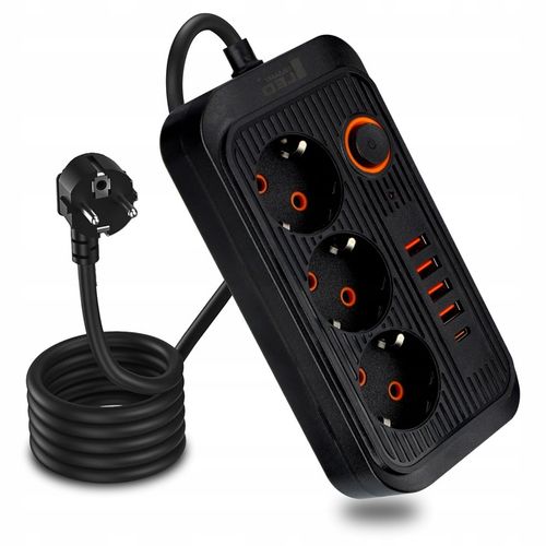 Przedłużacz Listwa Zasilająca Siec 2 M 3 Gniazda 230V + 5X USB na Arena.pl