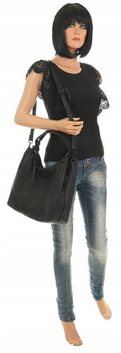 Tommasini Torebka Damska Listonoszka Duża Torba Shopper Worek 2692 Czarna na Arena.pl