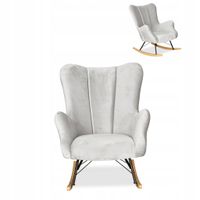 Fotel uszak skandynawski Vika bujany na płozach Family Meble jasny szary