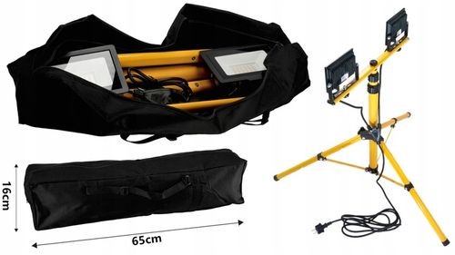 Halogen Naświetlacz LED 2x100W + Statyw Budowlany Z Wtyczką 230V Pokrowiec na Arena.pl