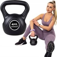KETTLEBELL 4kg CIĘŻAR ĆWICZEŃ HANTLA CZARNY FITNESS HANTEL ODWAŻNIK ABS