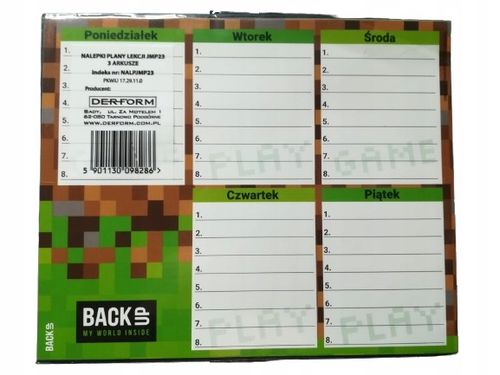 plan lekcji samoprzylepny minecraft 3szt a"50 8286 na Arena.pl