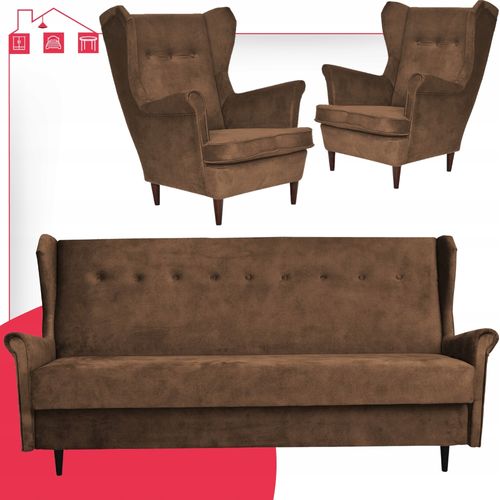 Nowoczesny Komplet Wypoczynkowy do salonu uszak brązowy ARI Family Meble na Arena.pl