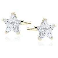 POZŁACANE SREBRNE KOLCZYKI WKRĘTKI GWIAZDKI GWIAZDY 4MM BIAŁE CYRKONIE