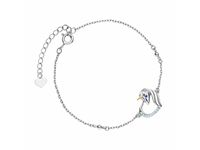 Rodowana srebrna bransoletka gwiazd celebrytka serce jednorożec cyrkonie srebro 925 Z1728BGR_AQBL