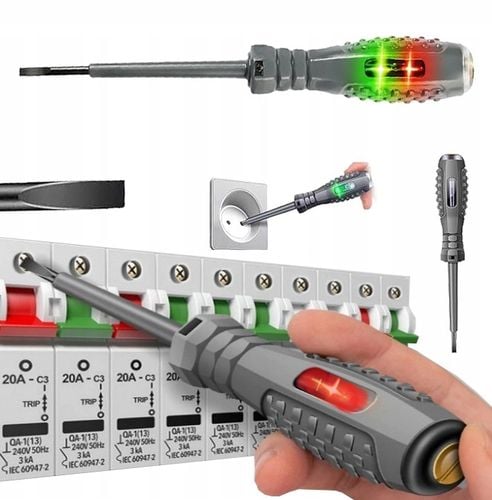 ŚRUBOKRĘT PROBÓWKA PRÓBNI NEONÓWKA TESTER PRĄDU NAPIĘCIA 12-240V diody na Arena.pl