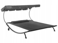 Leżak ogrodowy podwójny z daszkiem leżanka dwuosobowa z parasolem 232x196cm
