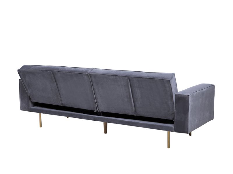 Sofa rozkładana welurowa szara VISNES zdjęcie 4