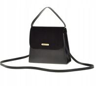 Laura Biaggi - mała torebka wizytowa kuferek czarny mat klapka zamsz JP41