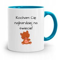 Kubek Błękitny Na Walentynki Kocham Cię Prezent Z Nadrukiem Ze Zdjęciem