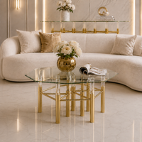 Stolik kawowy złoty/ ława Amaretto Premium 90x90x45