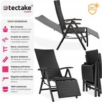 FOTEL RATTANOWY KRZESŁO SZARE Z PODNÓZKIEM SKŁADANY