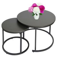Nowoczesne stoliki kawowe okrągłe zestaw 2w1 ława stół stolik grafitowy
