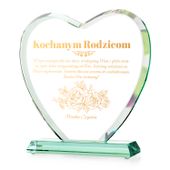 STATUETKA SERCE szkło Podziękowania dla Rodziców NA ŚLUB GRAWER