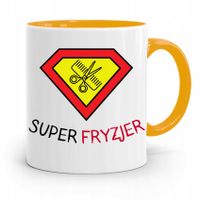 Kubek Żółty Fryzjera Fryzjerki Super Fryzjer Z Nadrukiem Ze Zdjęciem