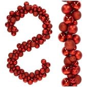 Girlanda świąteczna 160 cm łańcuch z bombek 130 szt. czerwone