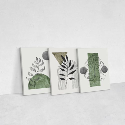 Obrazy Ścienne Do Salonu Set Liście Tropikalne Abstrakcja Boho 90cm x 40cm na Arena.pl